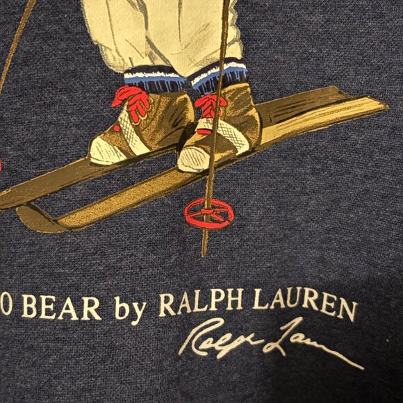 Ralph Lauren Ski Polo Bear Fleece Hoodie Navy Heather Pullover XL/TG Sz $208 - Picture 6 of 9